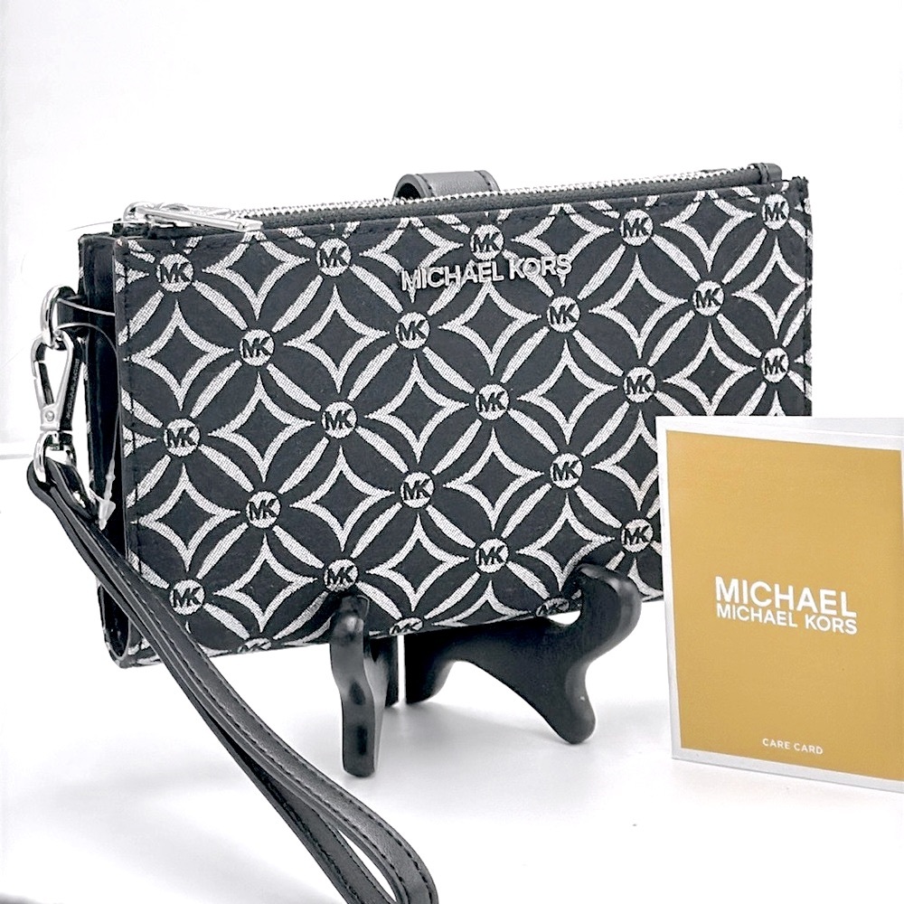 Michael Kors Jet Set Travel Large Double-Zip Wallet-PhoneHolder Black Multi - Picture 1 of 13